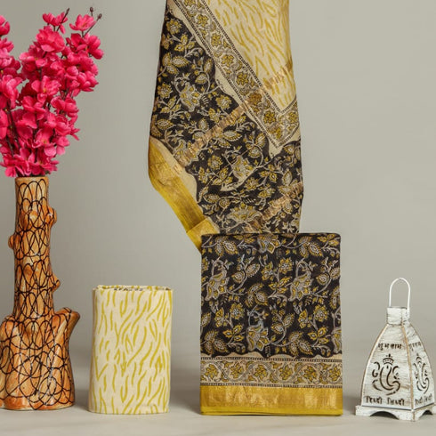 Exclusive Hand Block Print Maheshwari Silk Suit Set (MSL38)